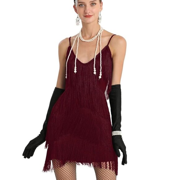 Women 1920s Gatsby Flapper Dress Open Back Fringe Cocktail Party Outfit - Picture 2 of 6